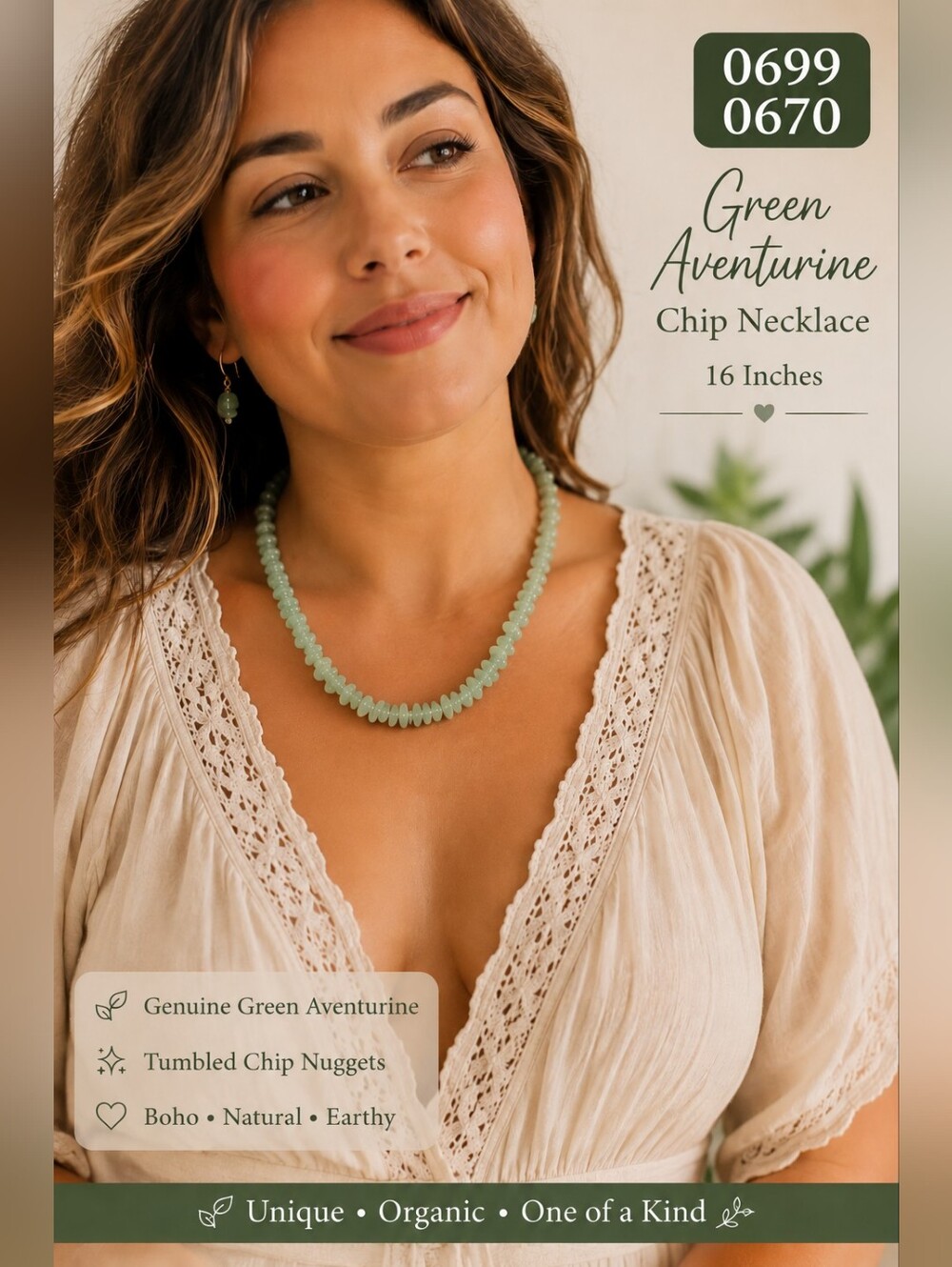 Green Aventurine 16" Chip Gemstone Necklace Boho Quartz Crystal #0699 #0670